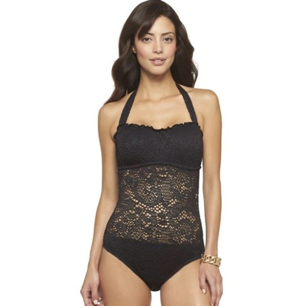 Crochet Halter Bandeau One Piece Swimsuit S